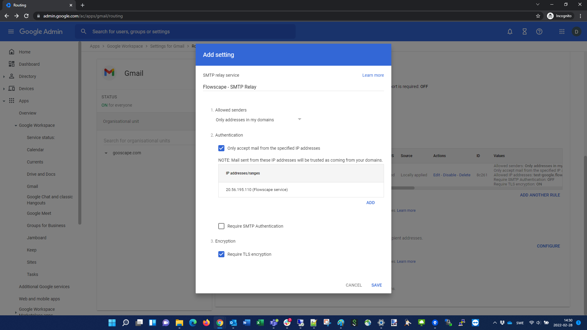 G-Suite: Mail Configuration (SMTP) – Flowscape AB